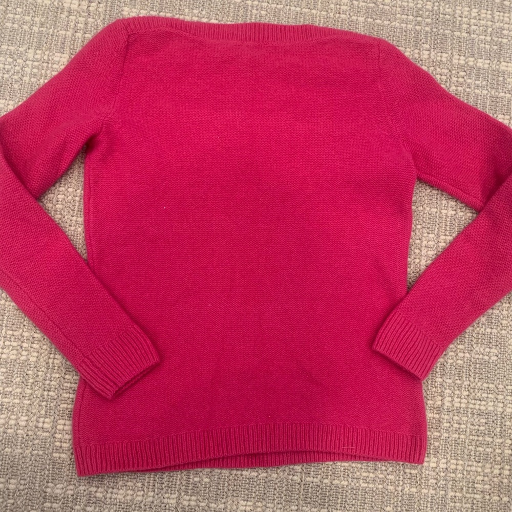 Talbots Cable Knit boat Neck Pink Sweater size S wool nylon cashmere
